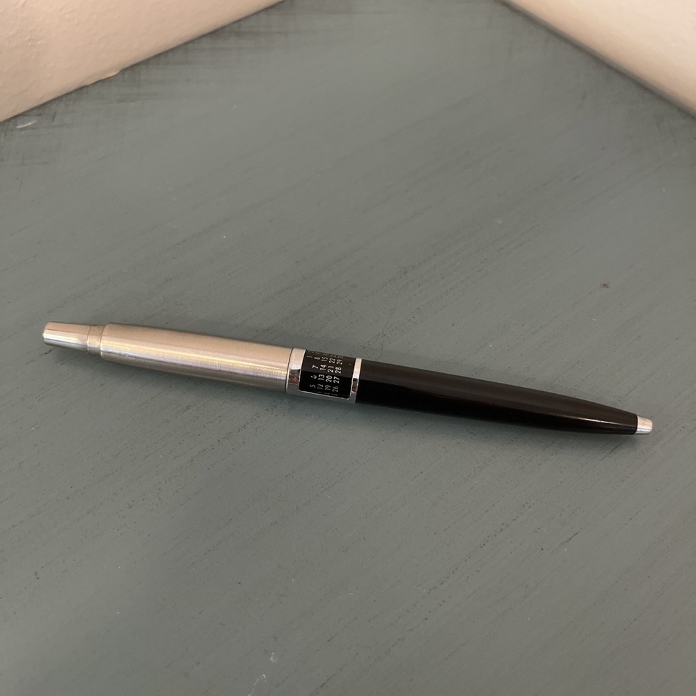 Vintage PARKER Jotter Ballpoint Pen Calendar Brass Threads Black Barrel USA